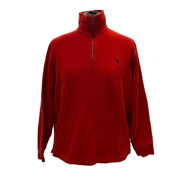 MEN'S POLO RALPH LAUREN 1/4 ZIP JUMPER RED Sz M Machine Wash Long Sleeve V-Neck - Picture 1 of 10